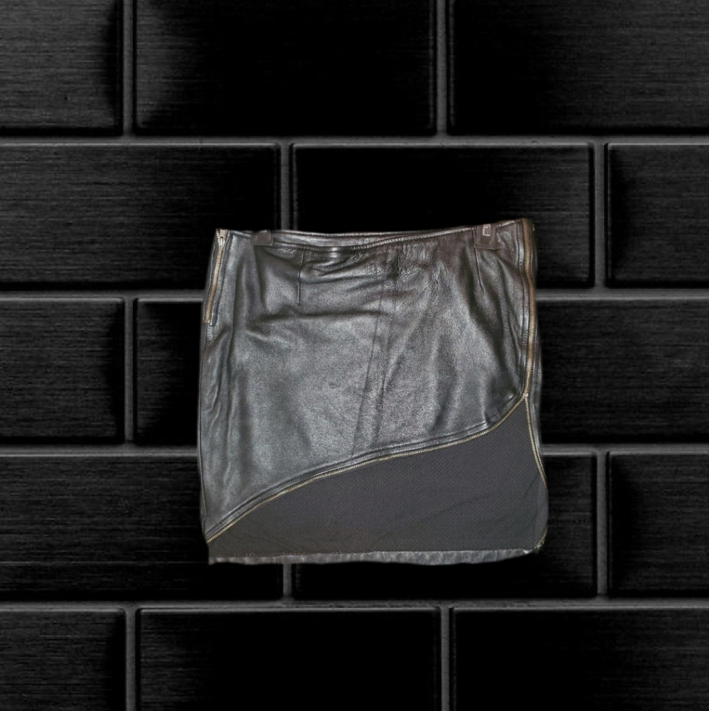 Black Psylo Mini Zipper Skirt